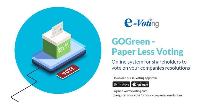 Banner featuring e-voting option to end user.